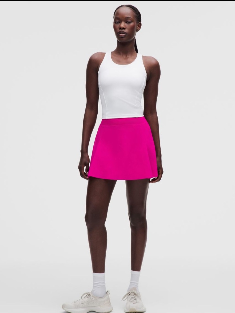 lululemon A-line side pleat tennis skirt in pink flare 15” length